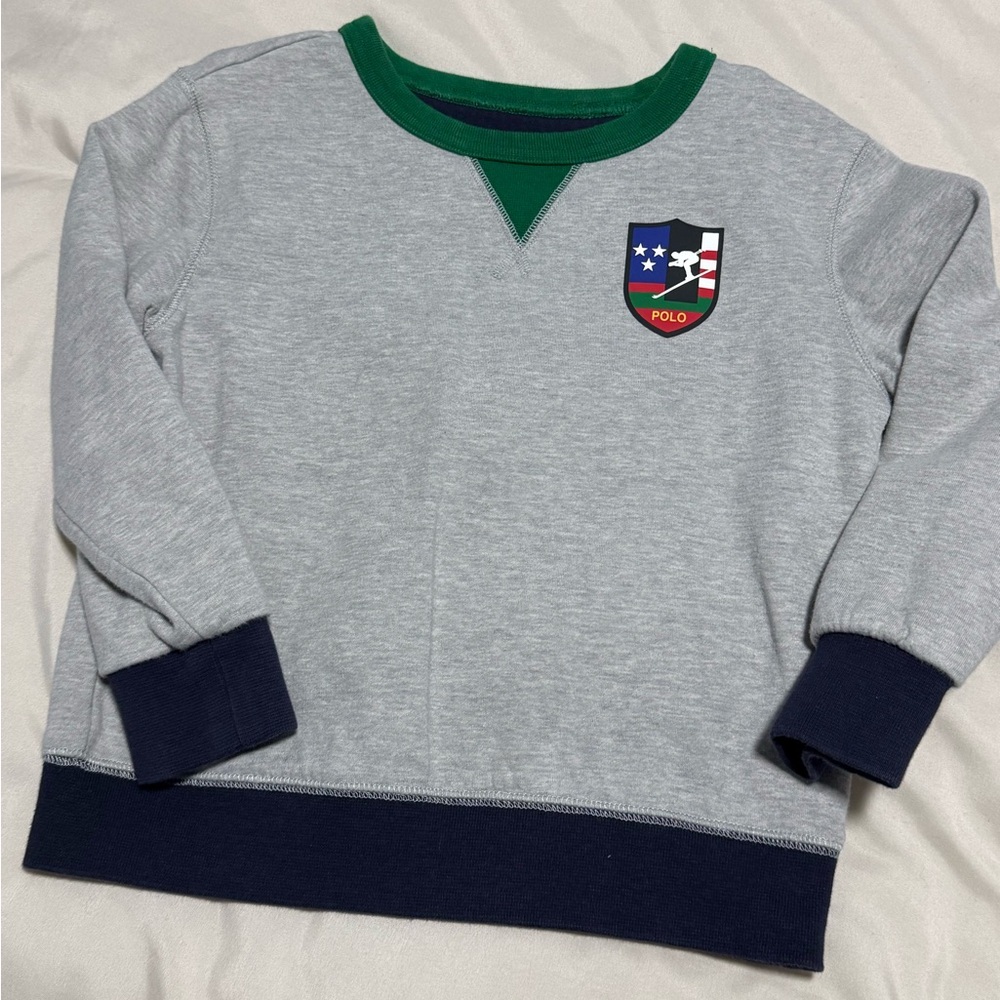 Polo by Ralph Lauren Kids Sui ski Gray Sweatshirt with Navy and Green Accents